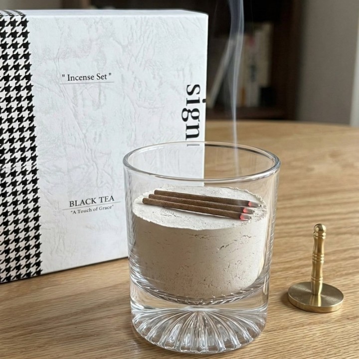 Sign 香炉ギフトセット お香30本＆グラス付き グリーン/ブラック | SIMPLife