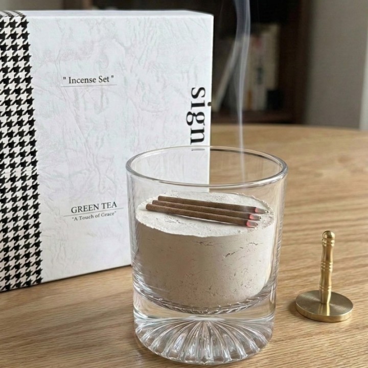 Sign 香炉ギフトセット お香30本＆グラス付き グリーン/ブラック | SIMPLife