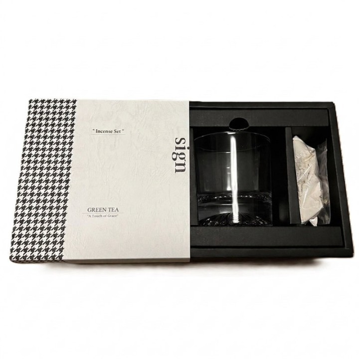 Sign 香炉ギフトセット お香30本＆グラス付き グリーン/ブラック | SIMPLife