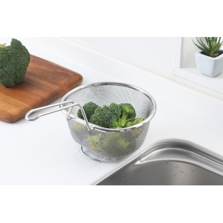 【日本製】脚付きステンレス製両手付丸型ザル（17cm/19cm）